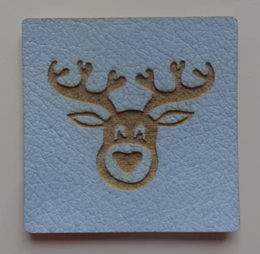 Kunstlederlabel blau Elch